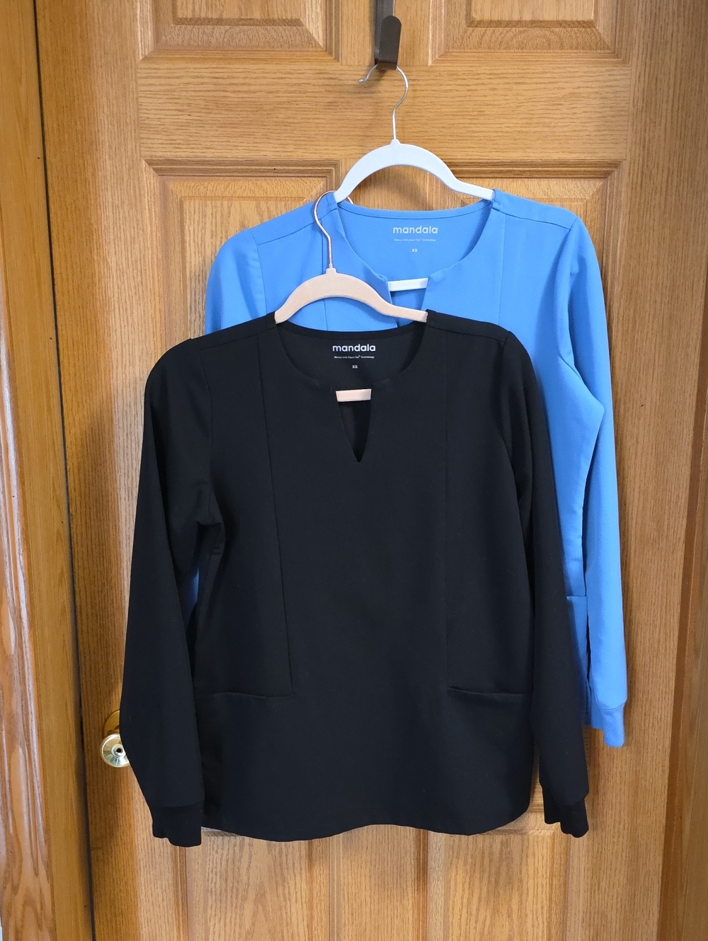 Mandala XS Long Sleeve Scrub Tops Duo in Black and Blue